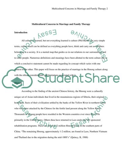 Multicultural Concerns in Marriage and Family Therapy