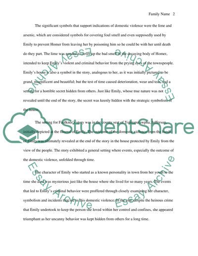 Domestic Violence- literary analysis of A Rose for Emily