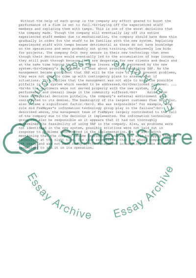 Failure of the project