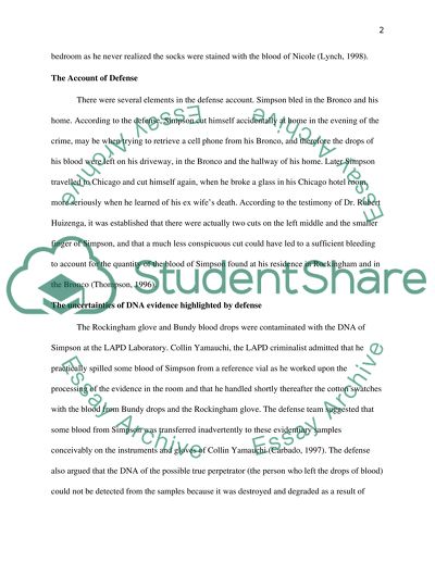 Uncertainties Over the DNA Evidence as Highlighted by the Defense in the Simpson Trial