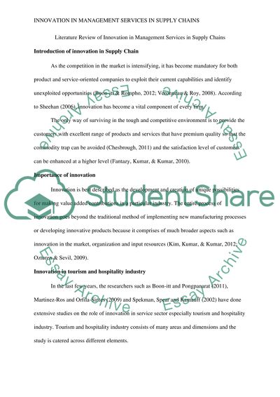 Innovation in the Tourism and Hospitality Industry