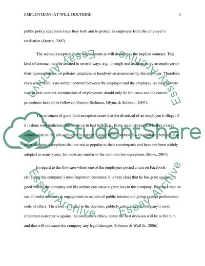 Employment At Will Doctrine