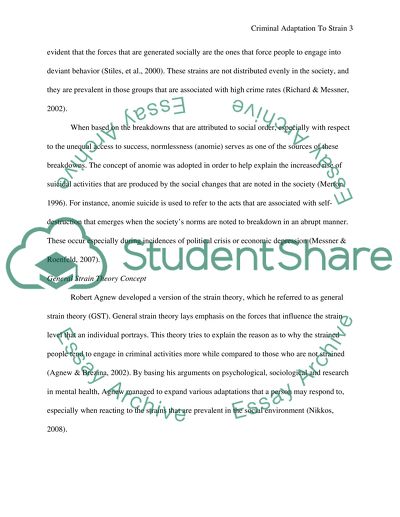 Criminal Adaptation To Strain