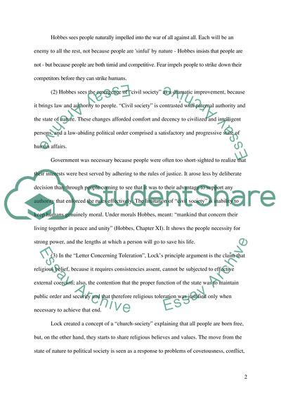 Hobbes and Locke - Philosophy Paper