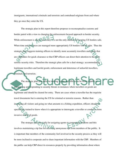 New Strategic Plan Summary for Customs and Border Patrol