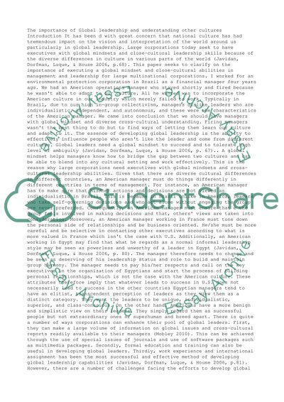 The Importance of Global Leadership and Understanding Other Cultures