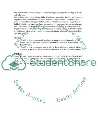 Application of Arms Control to Regional Conflicts in the Third World