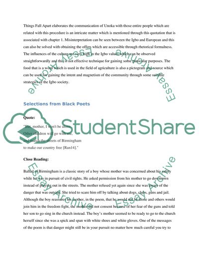 Write a Closed Reading on a quote taken from each of the listed literary work