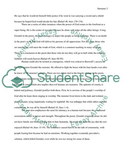 Human Characteristics in the Poem Beowulf