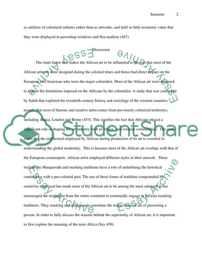 Influence of African Art on European and American Art since 19th century