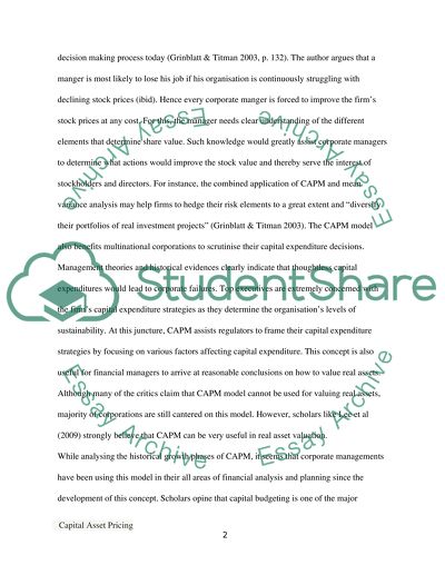 Capital Asset Pricing Model