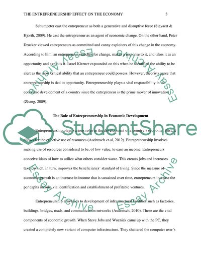 The entrepreneurship affect on the economy