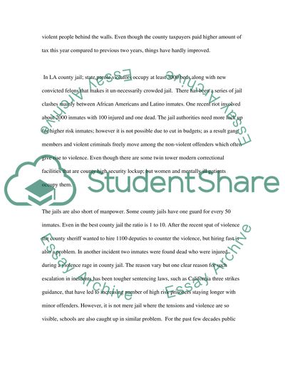 Social violence; racial tensions within Los Angeles county jails