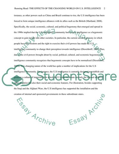 Effects of the Changing World on U.S Intelligence