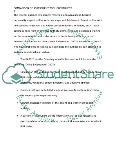 Comparison of Assessment Tool Constructs