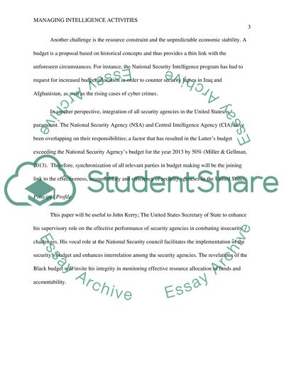 Managing Intelligence Activities