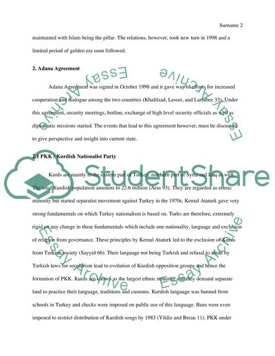 Turkey Syria Relations Since 1998