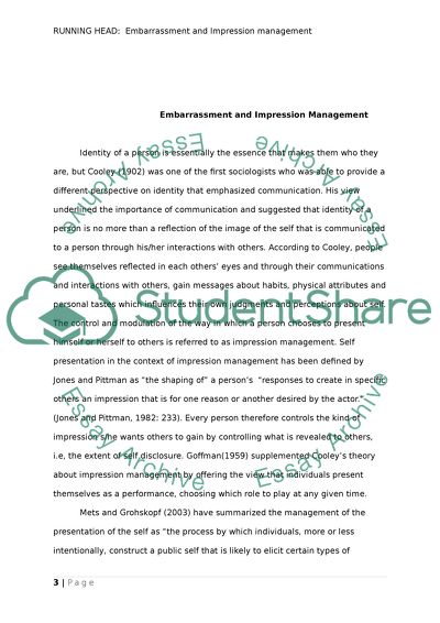 Embarrassment and impression management