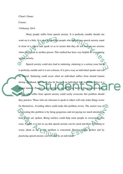 Speech Anxiety / discussion