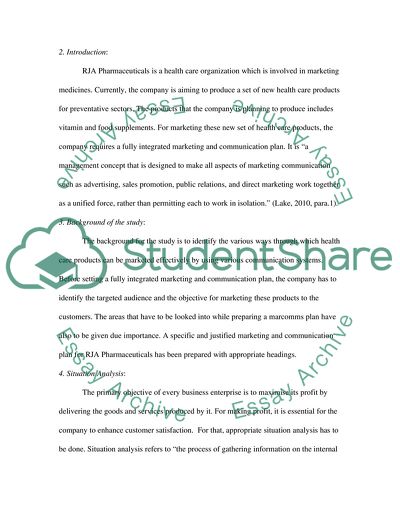 Marketing and Communication Plan: RJA Pharmaceuticals