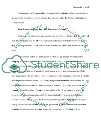 Should the US Government Stop Corporation Bailouts