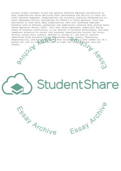 Employee Satisfaction During Times of Uncertainty