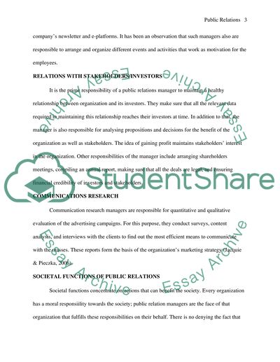 Organizational Functions of Public Relations