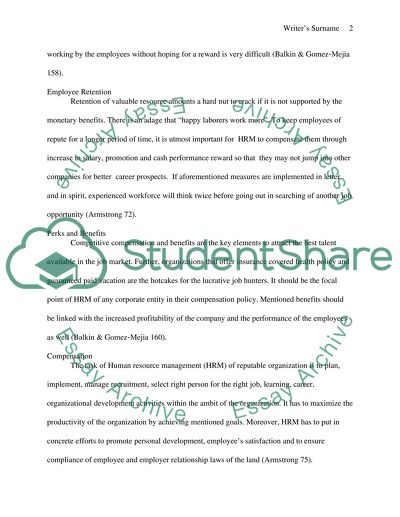 Compensation and Benefits support