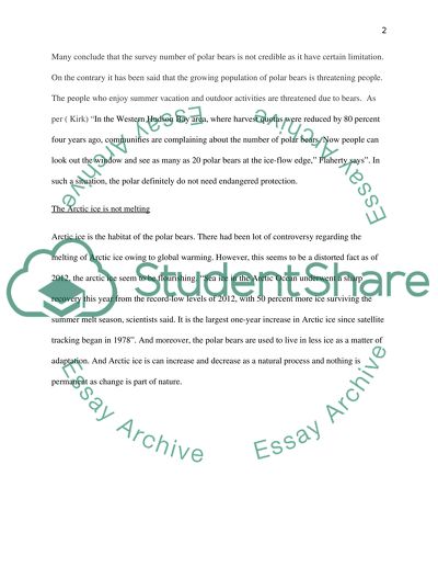 Polar bears do not need endangered species protection