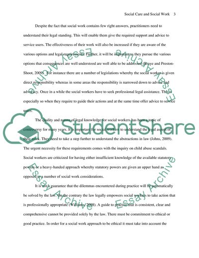 Legal Issues in Social Care and Social Work