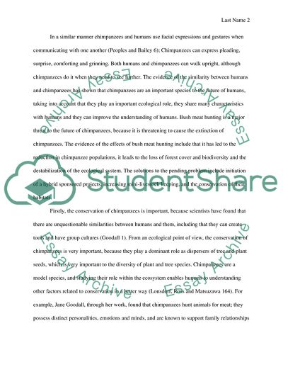 Chimpanzee Bushmeat and its Effects on The Ecology