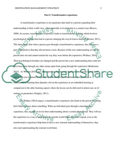 Destination Management Strategy: Transformative Experience