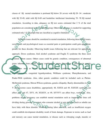 The Problem of Mental Retardation in the United States