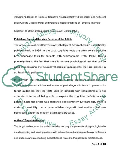 Neuropsychology of Schizophrenia