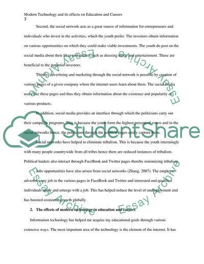 Modern Technology and its Effects on Education and Careers