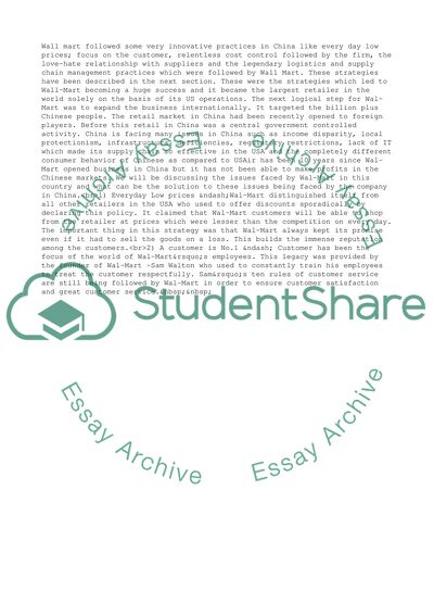 Issues Faced by Wal-Mart in China