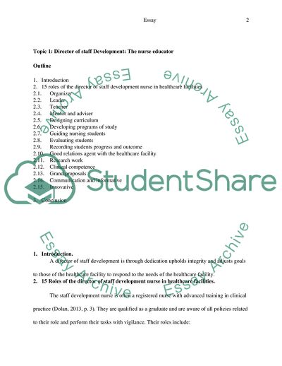 Director of Staff Development: The Nurse Educator