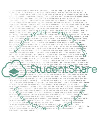 Governance Structure of NCAA