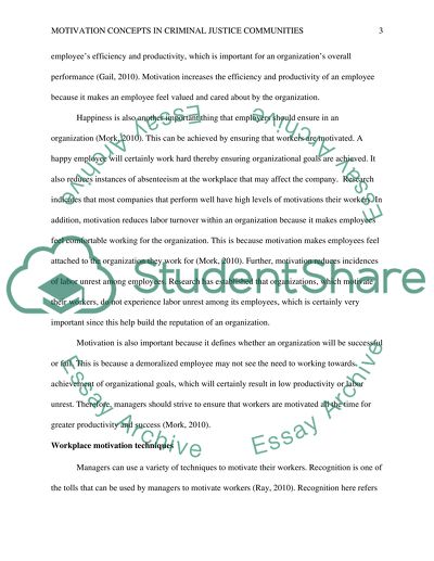 Motivation Concepts in Criminl Justice Communities