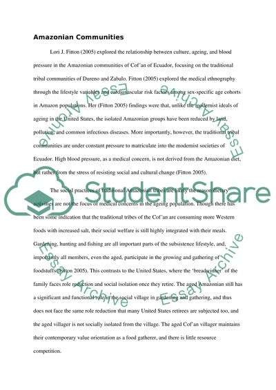 Amazonian Ageing and Cultural Stress