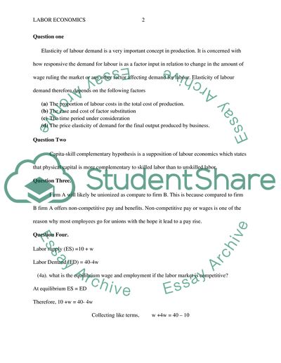 Elasticity of Labor Demand