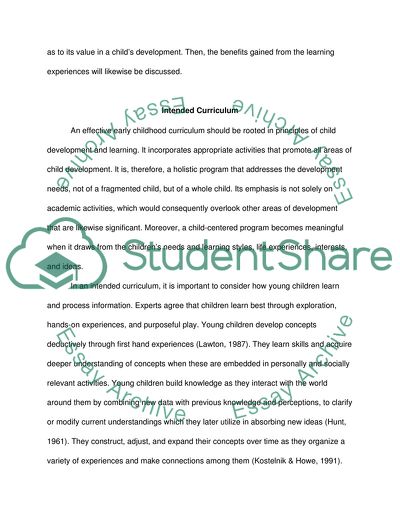 Integrating Creative Activities in an Ideal Curriculum for the Very Young