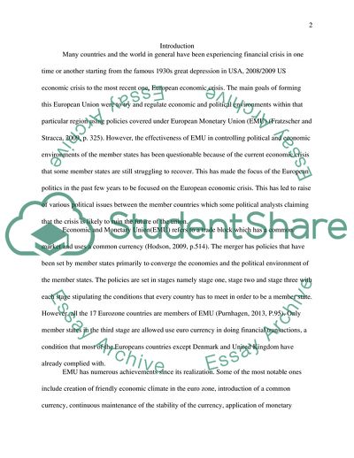 The European Financial Crisis: Economic and Political Environments