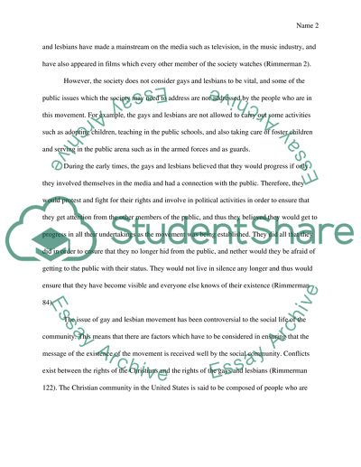 The Gay and Lesbian Movement