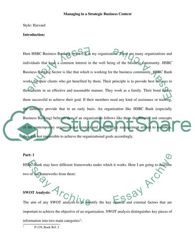 Managing in a Strategic Business Context