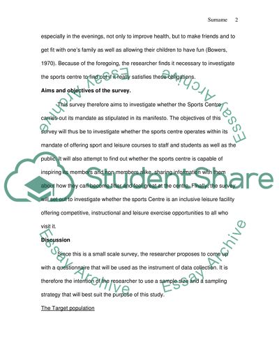 The Sports Centre - the Target Population