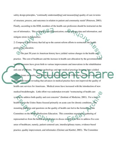 Current Reform Efforts in Health Professions Education