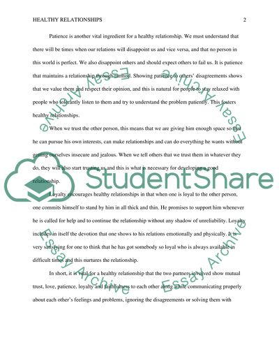 Analyze and explain the development of healthy relationships