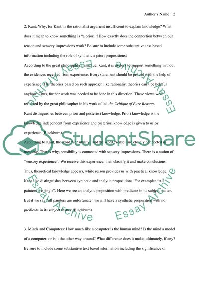 Major Questions in Philosophy