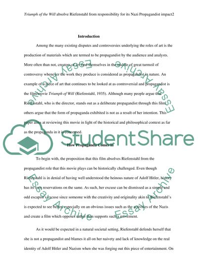 Triumph of the Will Absolve Riefenstahl From Responsibility for tis Nazi Propagandist Impact